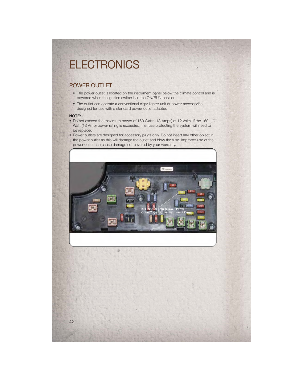 Power outlet, Electronics | Jeep 2011 Patriot - User Guide User Manual | Page 44 / 80
