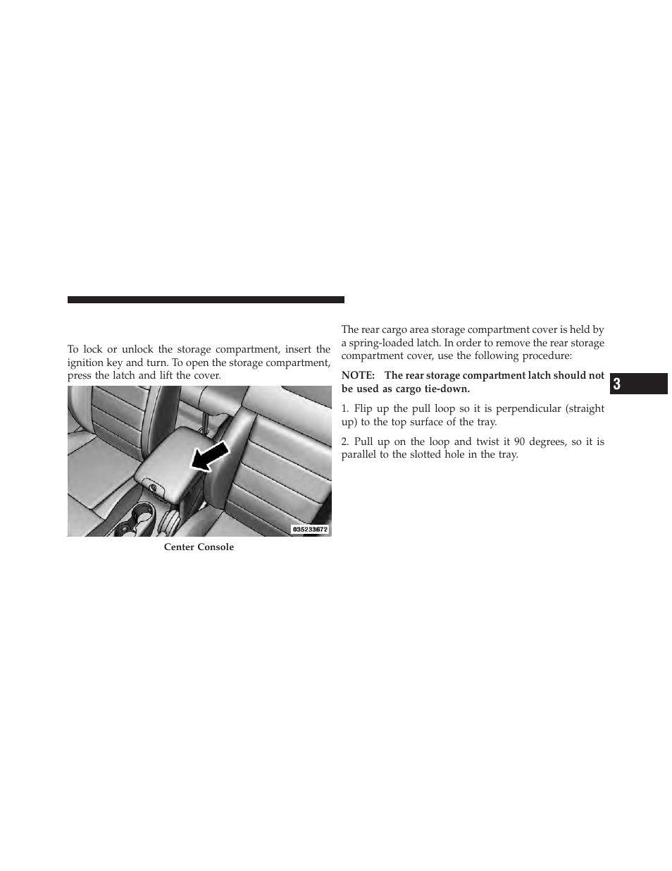 Storage, Console storage compartment, Rear storage compartment | Jeep 2011 Wrangler - Owner Manual User Manual | Page 171 / 603