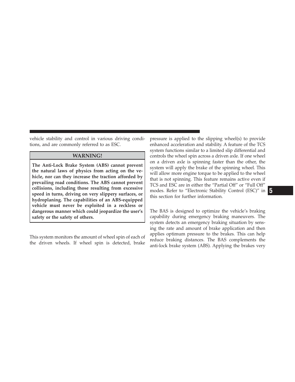 Traction control system (tcs), Brake assist system (bas) | Jeep 2011 Wrangler - Owner Manual User Manual | Page 413 / 603
