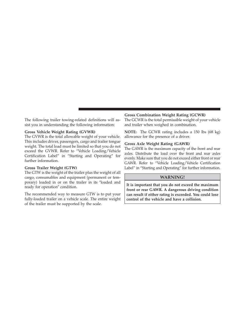 Common towing definitions | Jeep 2011 Wrangler - Owner Manual User Manual | Page 464 / 603