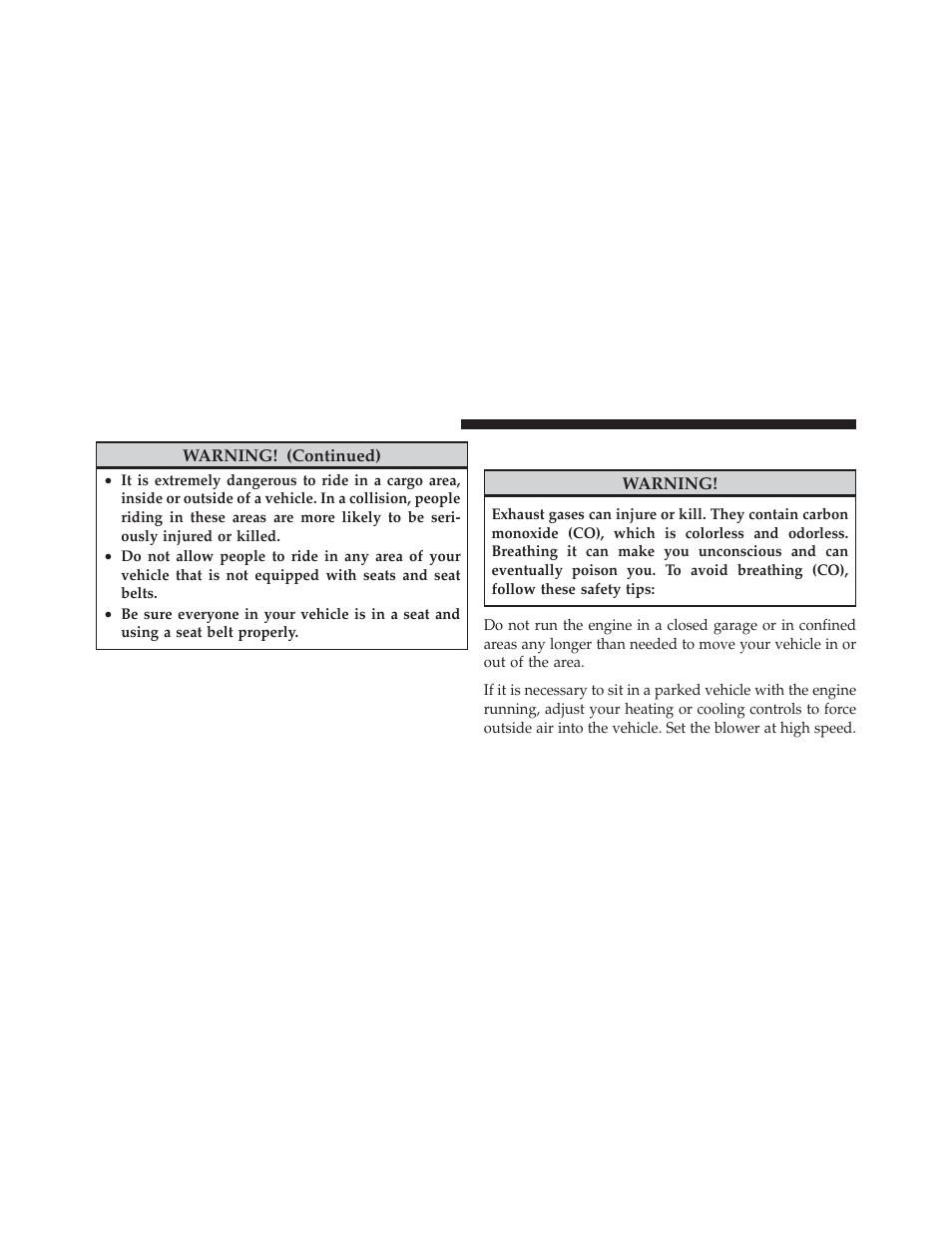 Exhaust gas | Jeep 2011 Wrangler - Owner Manual User Manual | Page 88 / 603