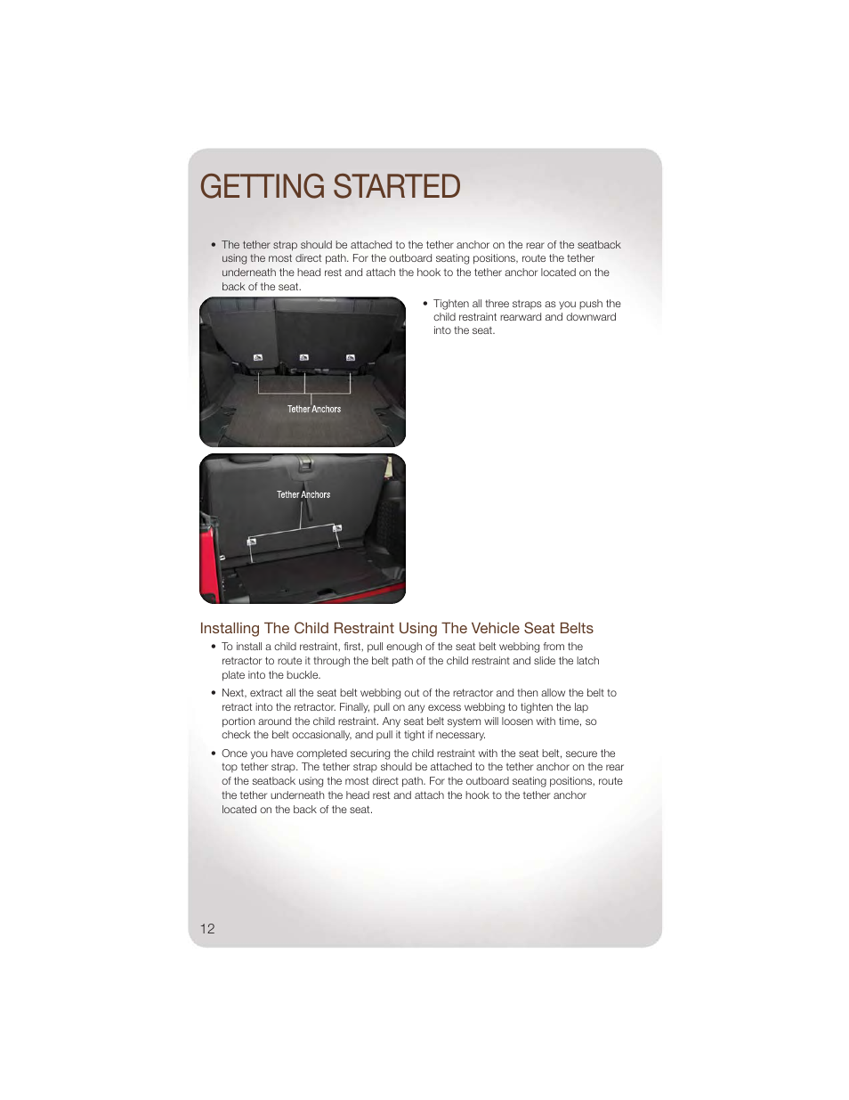 Getting started | Jeep 2011 Wrangler - User Guide User Manual | Page 14 / 88