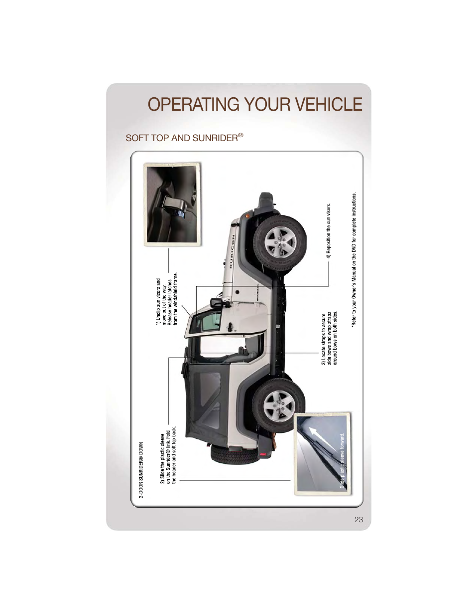 Soft top and sunrider, Operating your vehicle | Jeep 2011 Wrangler - User Guide User Manual | Page 25 / 88