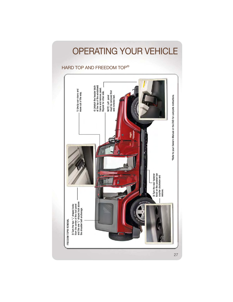 Hard top and freedom top, Operating your vehicle | Jeep 2011 Wrangler - User Guide User Manual | Page 29 / 88