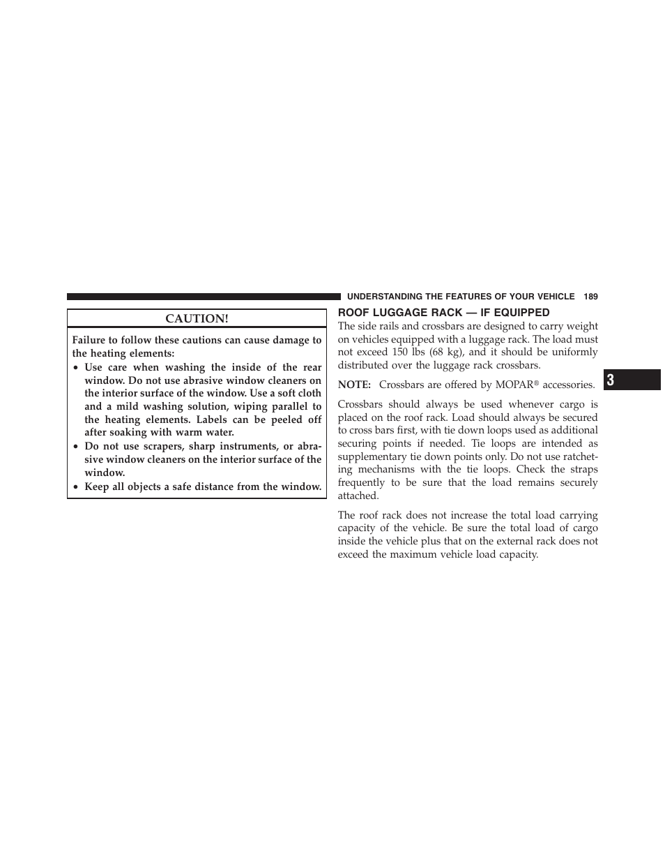 Roof luggage rack — if equipped | Jeep 2012 Compass - Owner Manual User Manual | Page 191 / 497