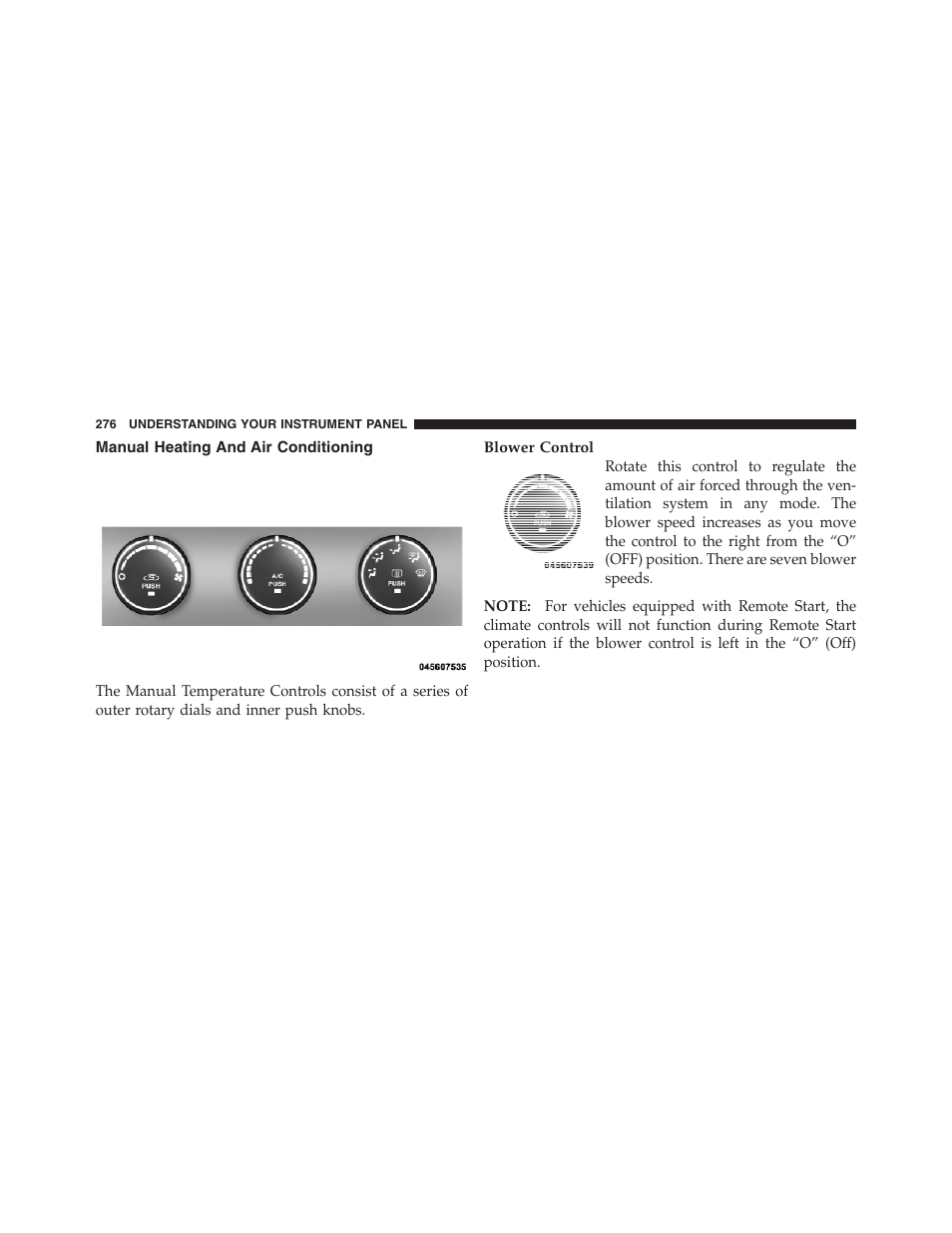 Manual heating and air conditioning | Jeep 2012 Compass - Owner Manual User Manual | Page 278 / 497