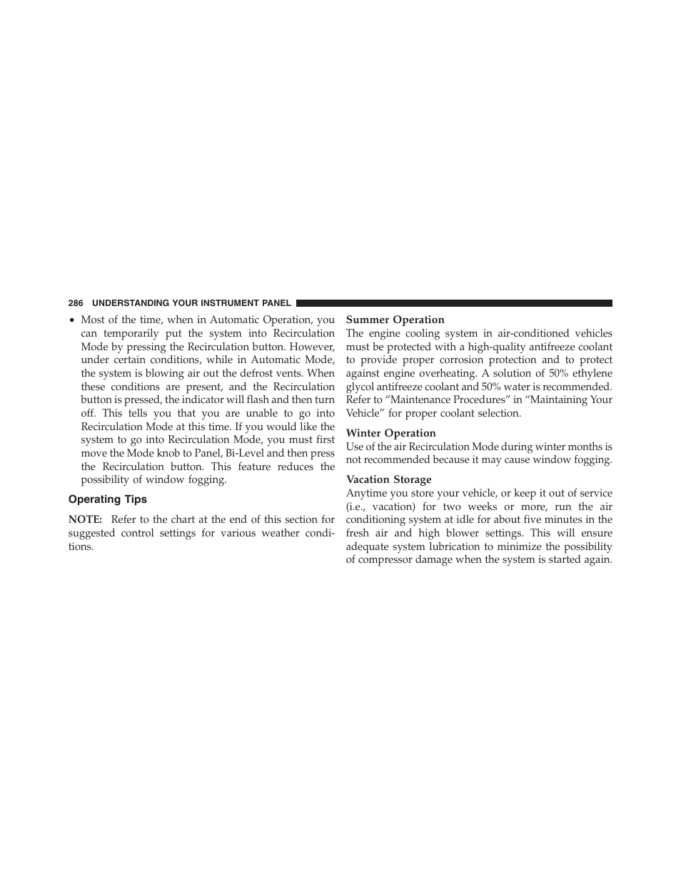 Operating tips | Jeep 2012 Compass - Owner Manual User Manual | Page 288 / 497