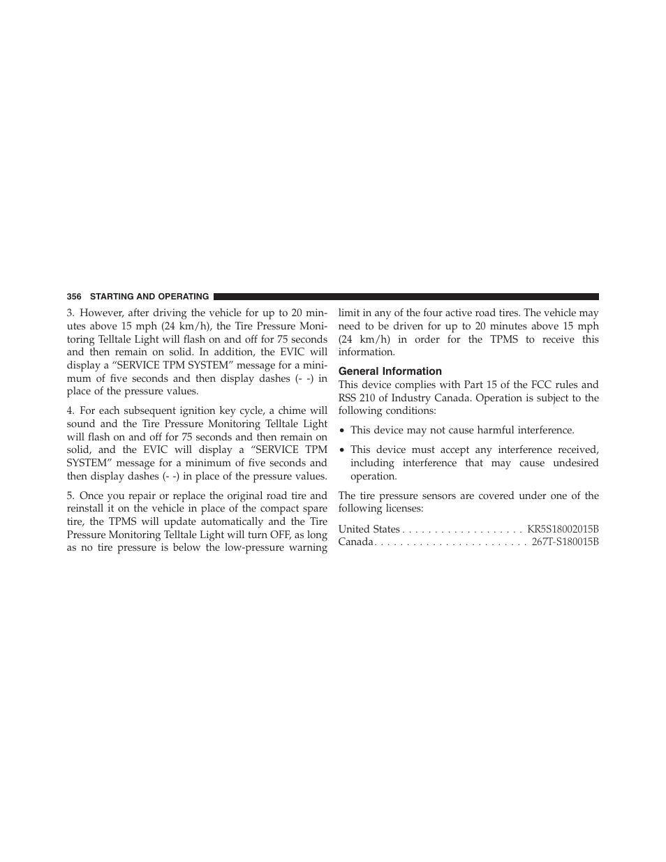 General information | Jeep 2012 Compass - Owner Manual User Manual | Page 358 / 497