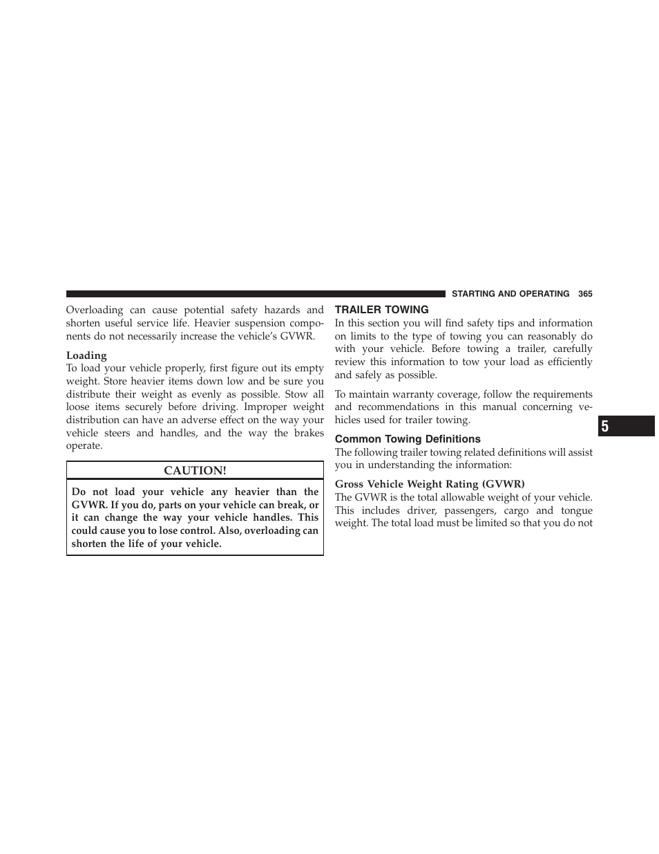 Trailer towing, Common towing definitions | Jeep 2012 Compass - Owner Manual User Manual | Page 367 / 497