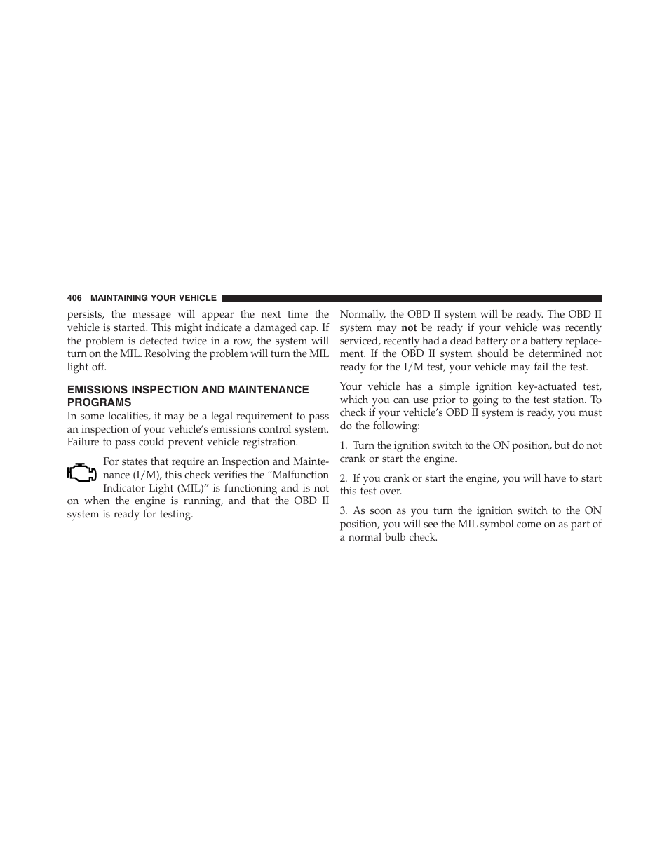 Emissions inspection and maintenance programs, Emissions inspection and maintenance, Programs | Jeep 2012 Compass - Owner Manual User Manual | Page 408 / 497