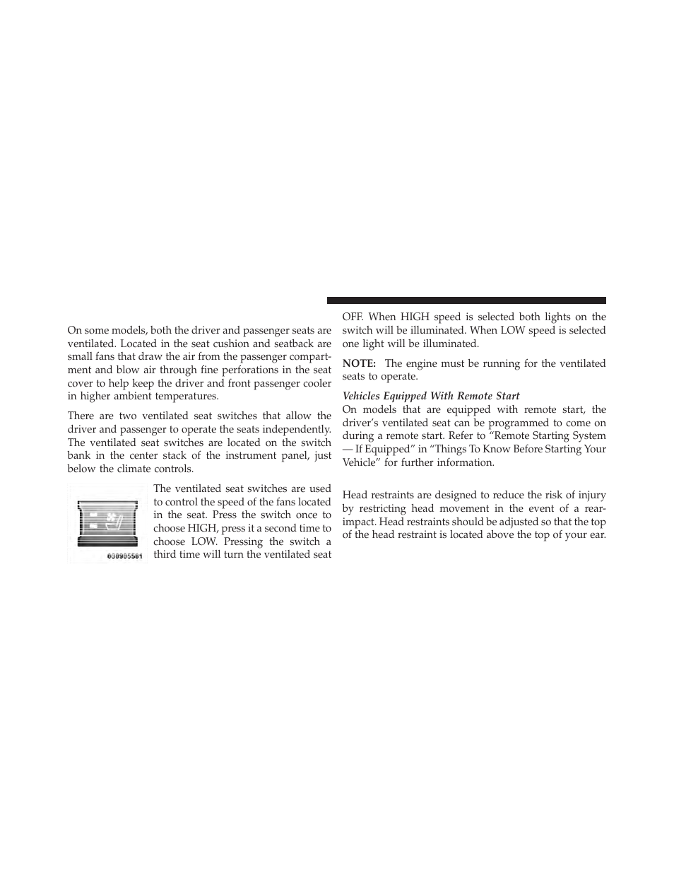 Ventilated seats — if equipped, Head restraints | Jeep 2012 Grand Cherokee - Owner Manual User Manual | Page 168 / 679