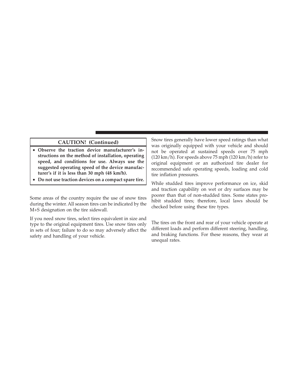 Snow tires, Tire rotation recommendations | Jeep 2012 Grand Cherokee - Owner Manual User Manual | Page 500 / 679