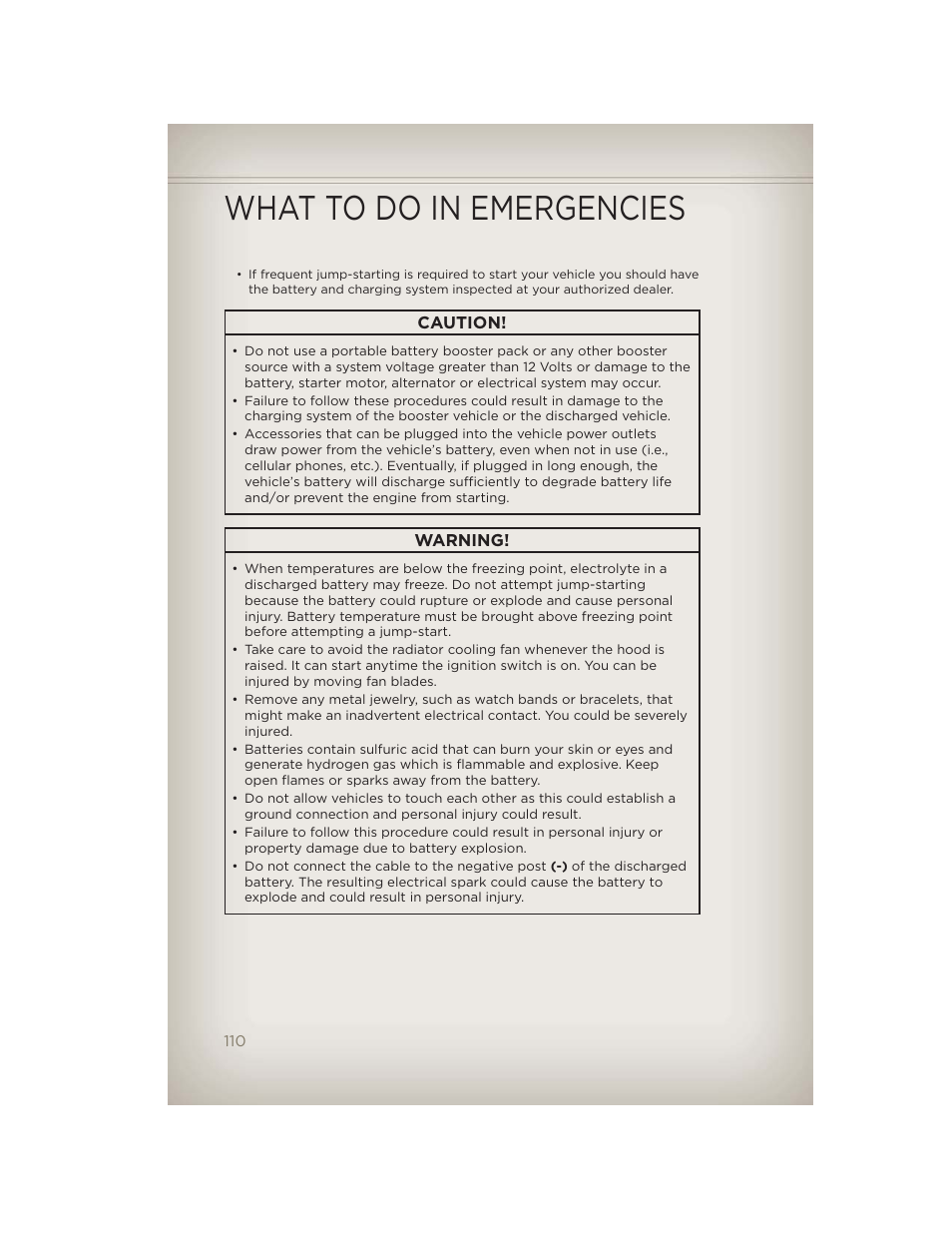 What to do in emergencies | Jeep 2012 Grand Cherokee SRT - User Guide User Manual | Page 112 / 148