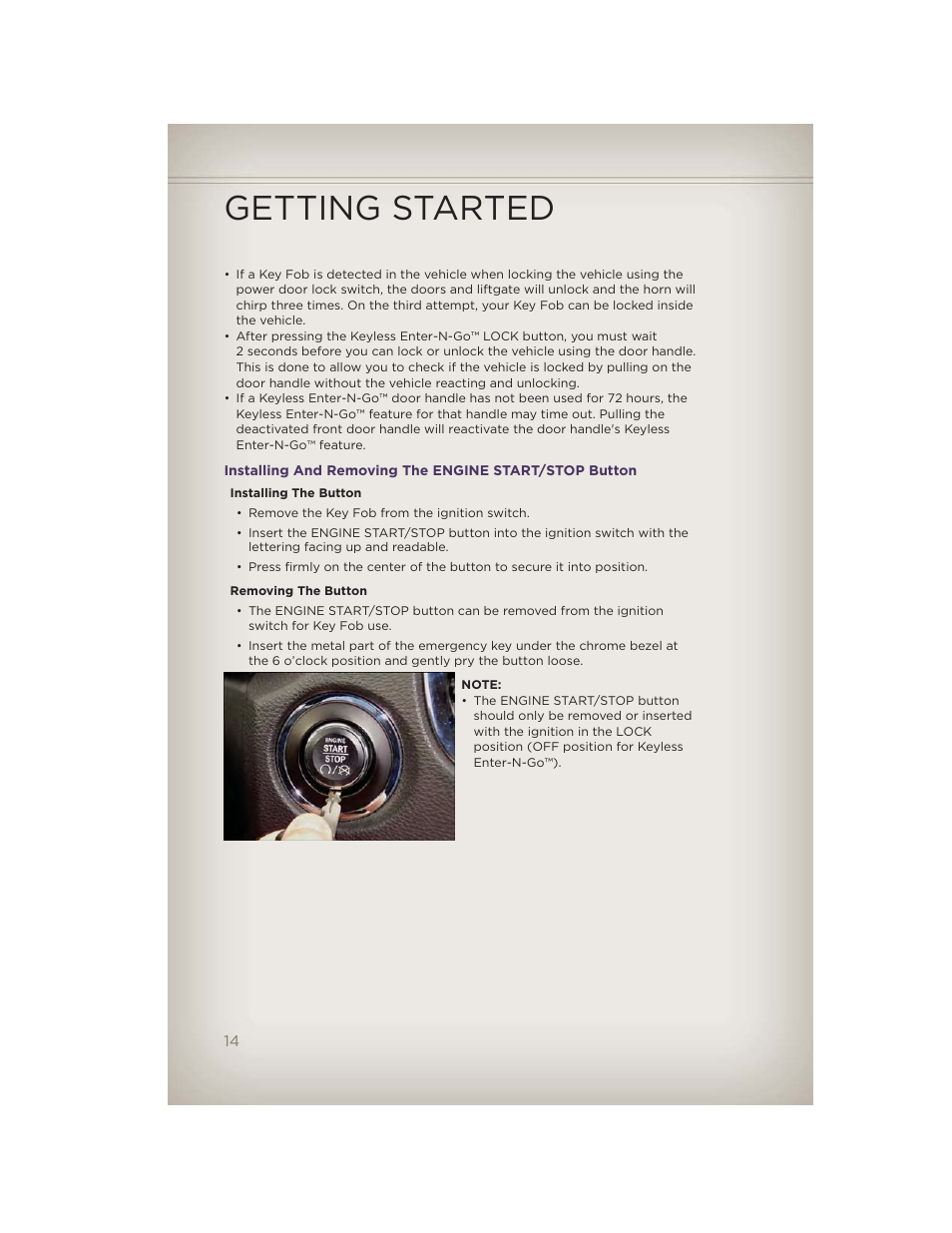 Getting started | Jeep 2012 Grand Cherokee SRT - User Guide User Manual | Page 16 / 148