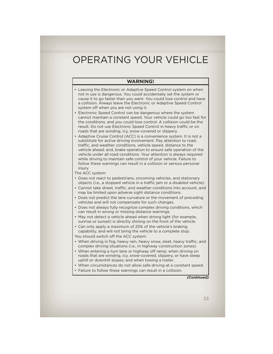 Operating your vehicle | Jeep 2012 Grand Cherokee SRT - User Guide User Manual | Page 35 / 148