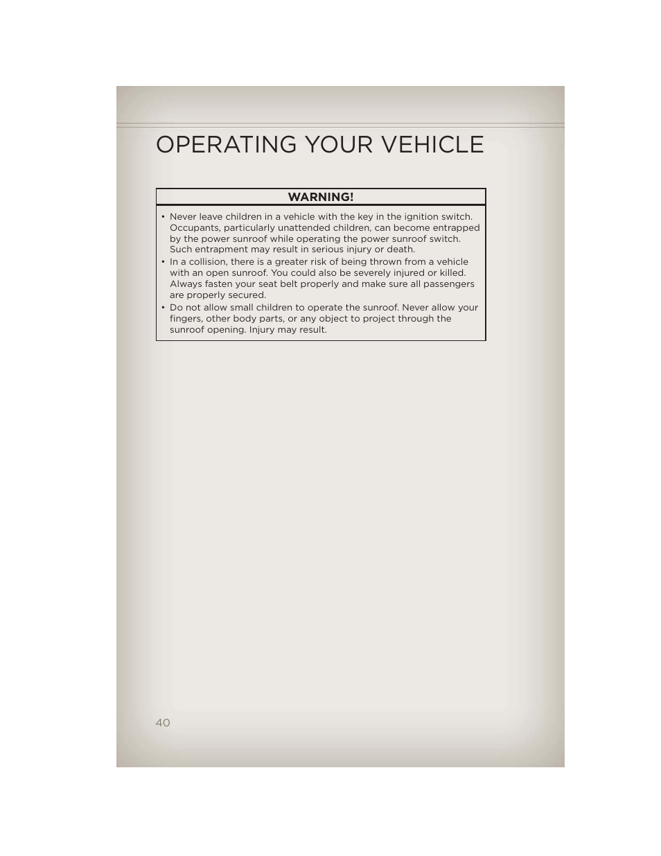 Operating your vehicle | Jeep 2012 Grand Cherokee SRT - User Guide User Manual | Page 42 / 148