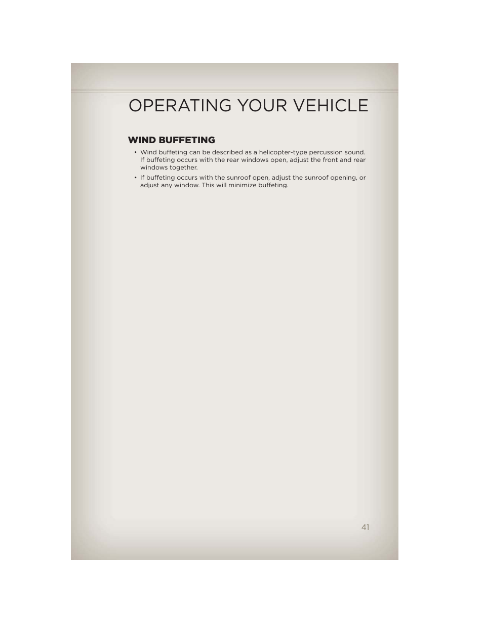 Wind buffeting, Operating your vehicle | Jeep 2012 Grand Cherokee SRT - User Guide User Manual | Page 43 / 148