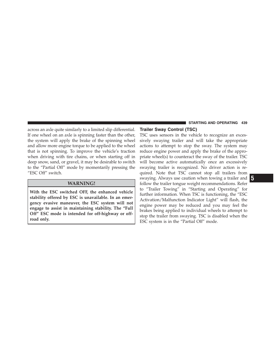 Trailer sway control (tsc) | Jeep 2012 Grand Cherokee SRT - Owner Manual User Manual | Page 441 / 612