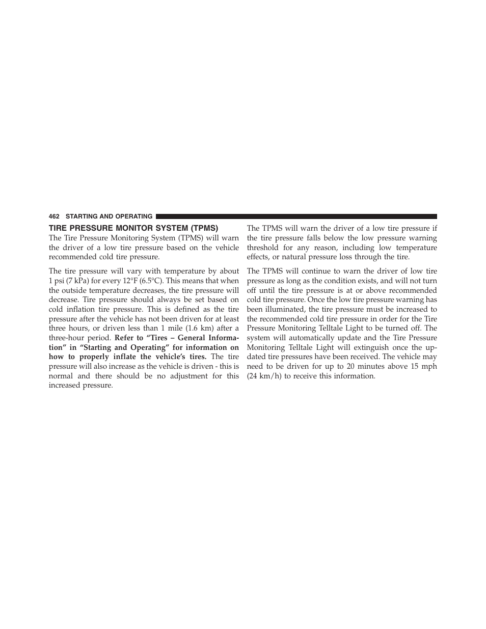 Tire pressure monitor system (tpms) | Jeep 2012 Grand Cherokee SRT - Owner Manual User Manual | Page 464 / 612