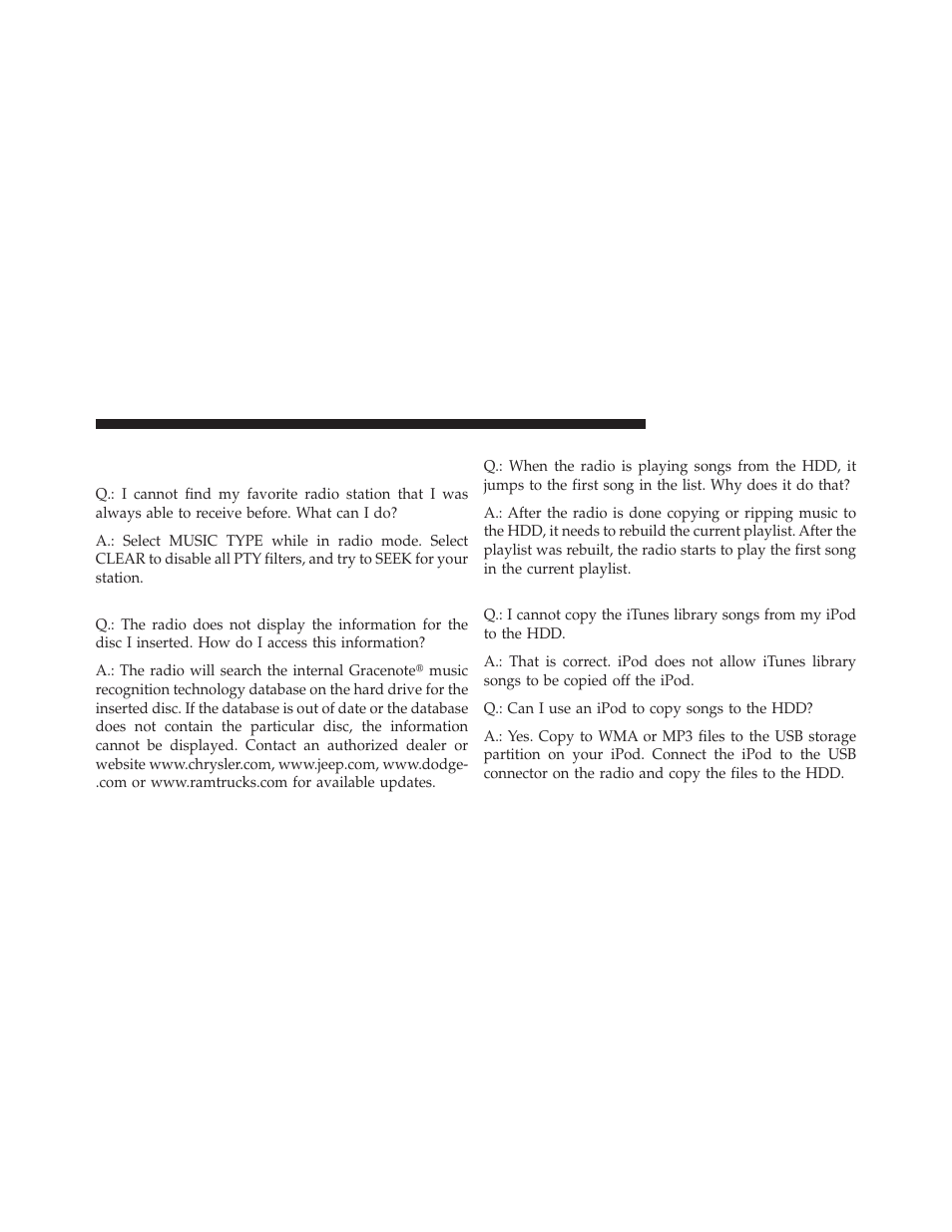 Troubleshooting, Radio, Disc | Ipod/digital device control | Ram Trucks MEDIA CENTER 730N for Chrysler User Manual | Page 212 / 216