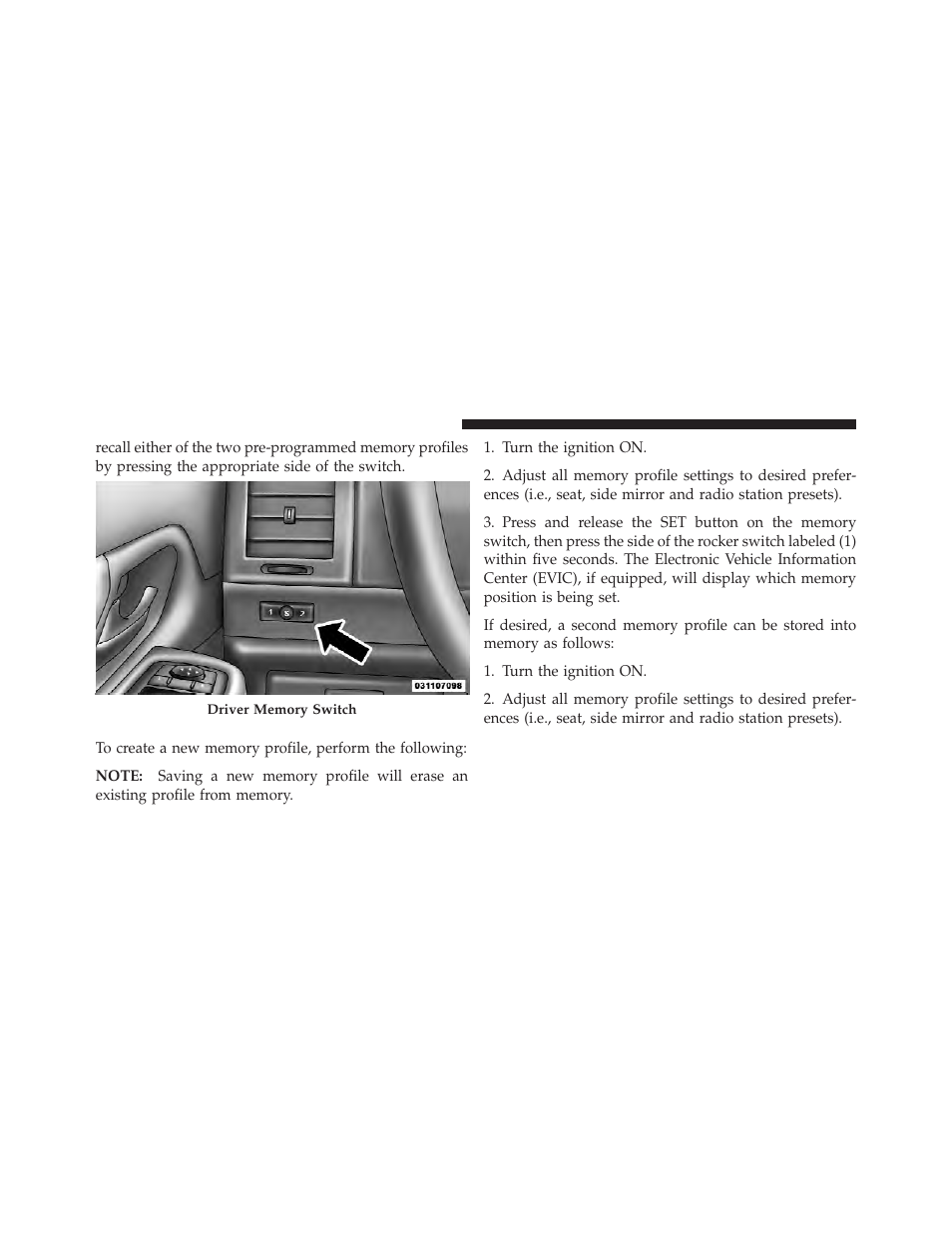 Programming the memory feature | Jeep 2012 Liberty - Owner Manual User Manual | Page 154 / 558