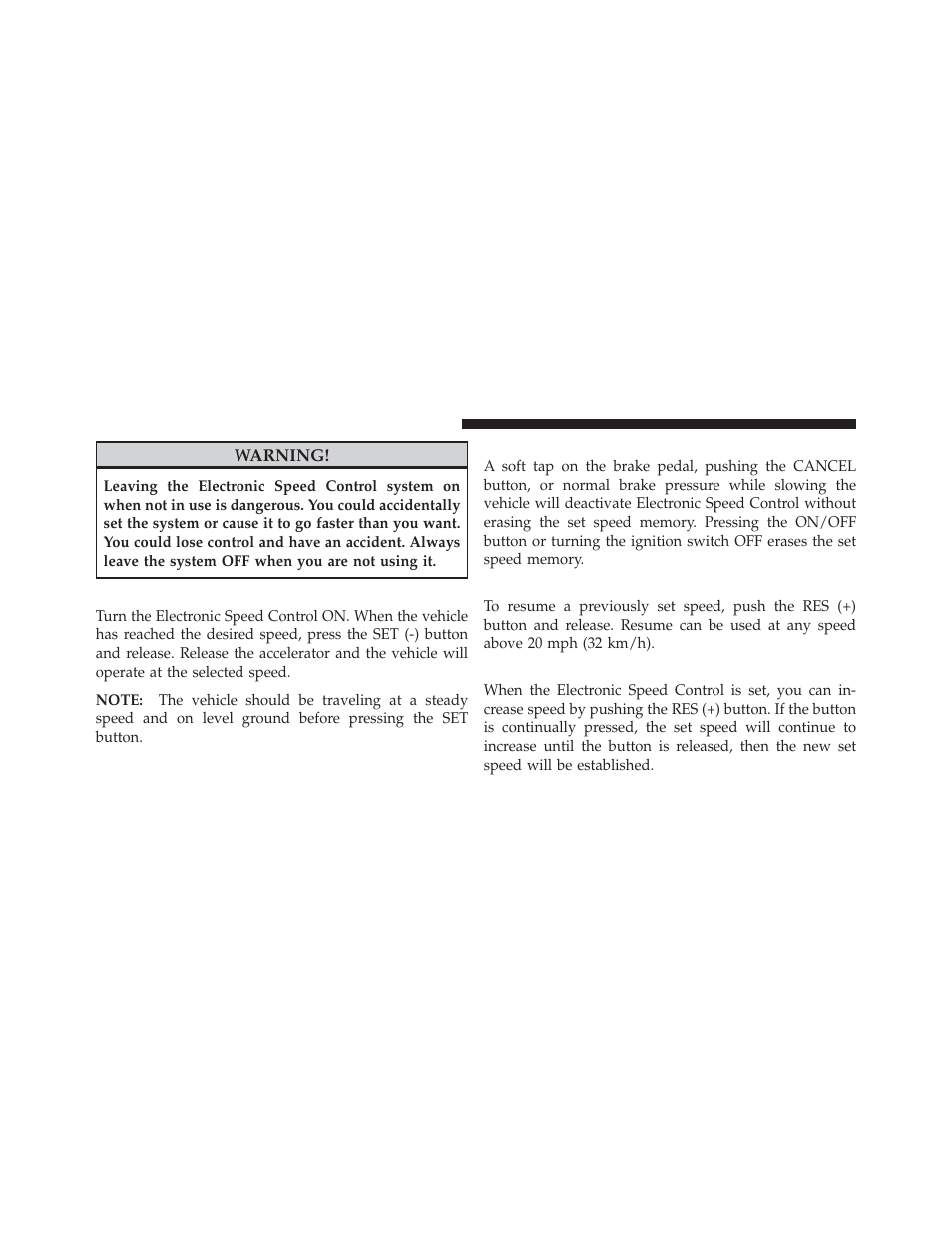 To set a desired speed, To deactivate, To resume speed | To vary the speed setting | Jeep 2012 Liberty - Owner Manual User Manual | Page 176 / 558