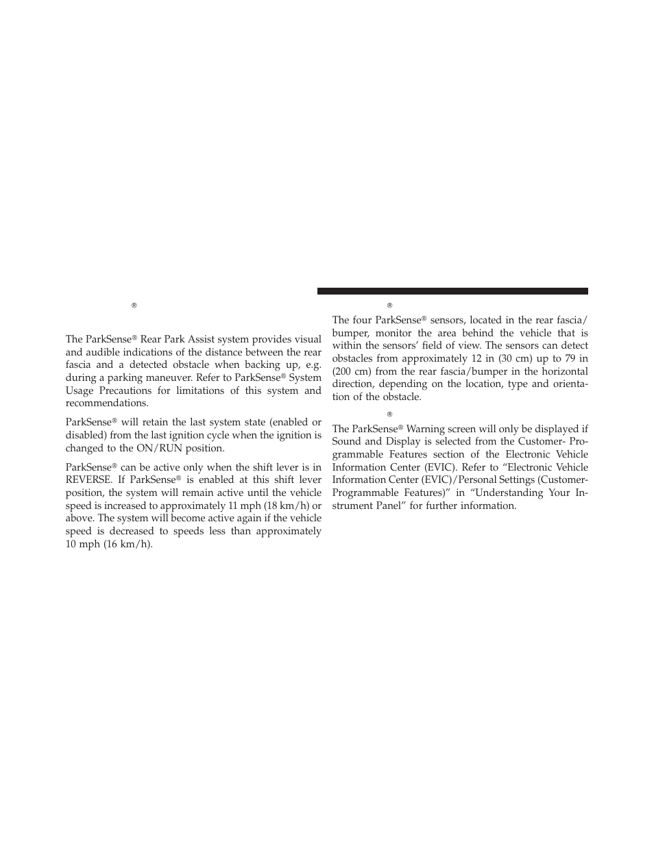 Parksense® rear park assist — if equipped, Parksense® sensors, Parksense® warning display | Parksense௡ rear park assist — if equipped, Parksense௡ sensors, Parksense௡ warning display | Jeep 2012 Liberty - Owner Manual User Manual | Page 178 / 558