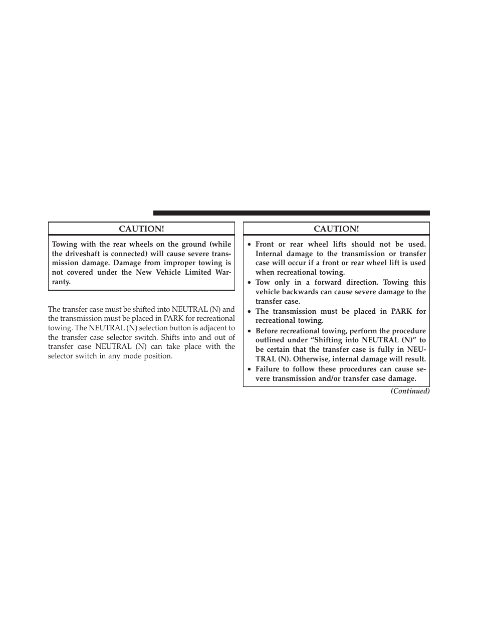 Recreational towing — four-wheel drive models, Recreational towing — four-wheel drive, Models | Jeep 2012 Liberty - Owner Manual User Manual | Page 428 / 558