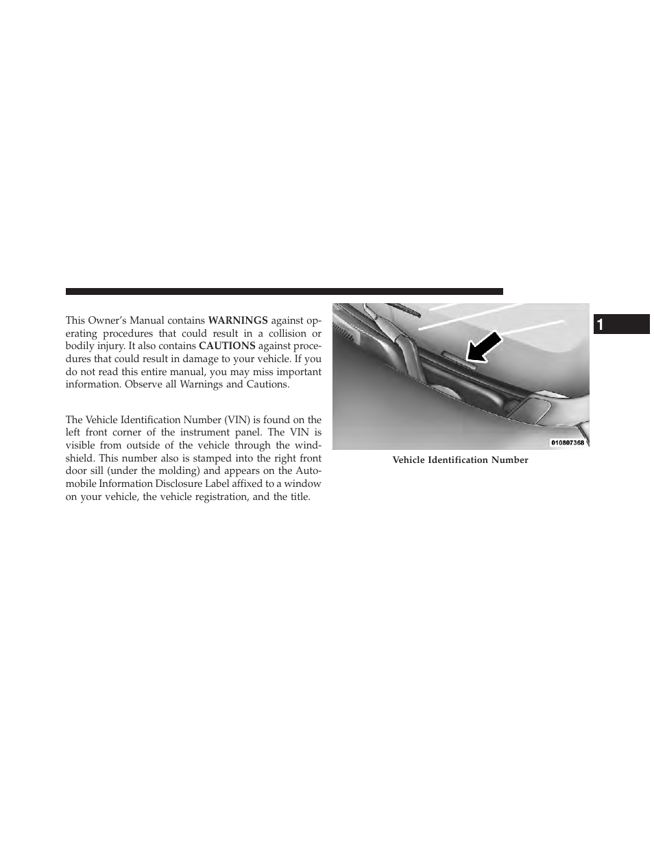 Warnings and cautions, Vehicle identification number | Jeep 2012 Liberty - Owner Manual User Manual | Page 9 / 558