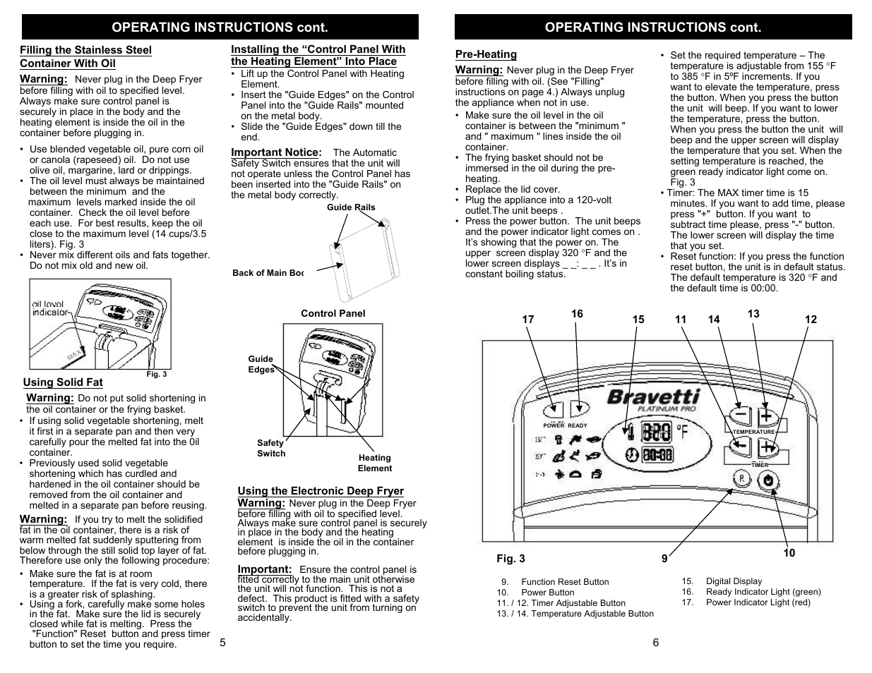 Operating instructions cont | Bravetti F1065D User Manual | Page 6 / 6