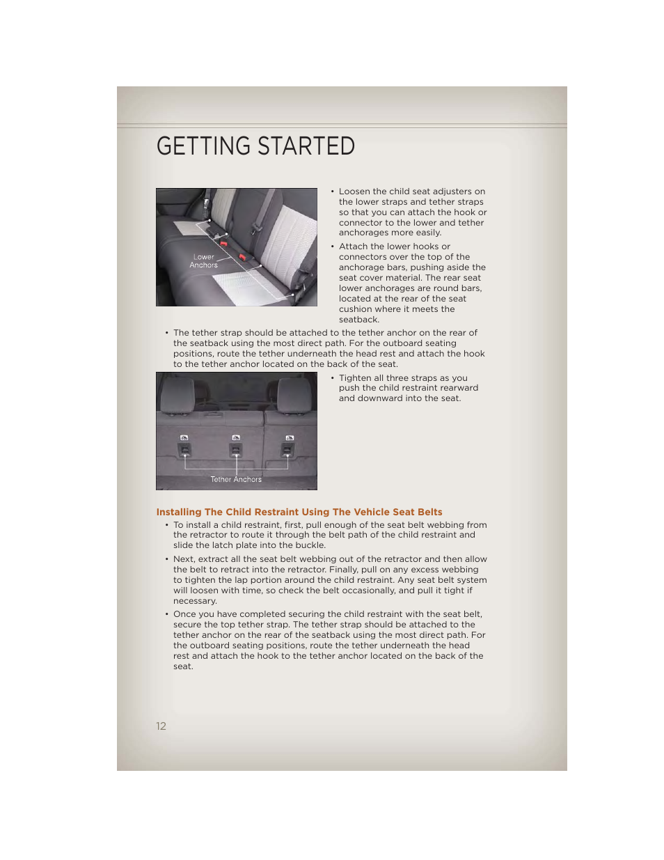 Getting started | Jeep 2012 Liberty - User Guide User Manual | Page 14 / 124