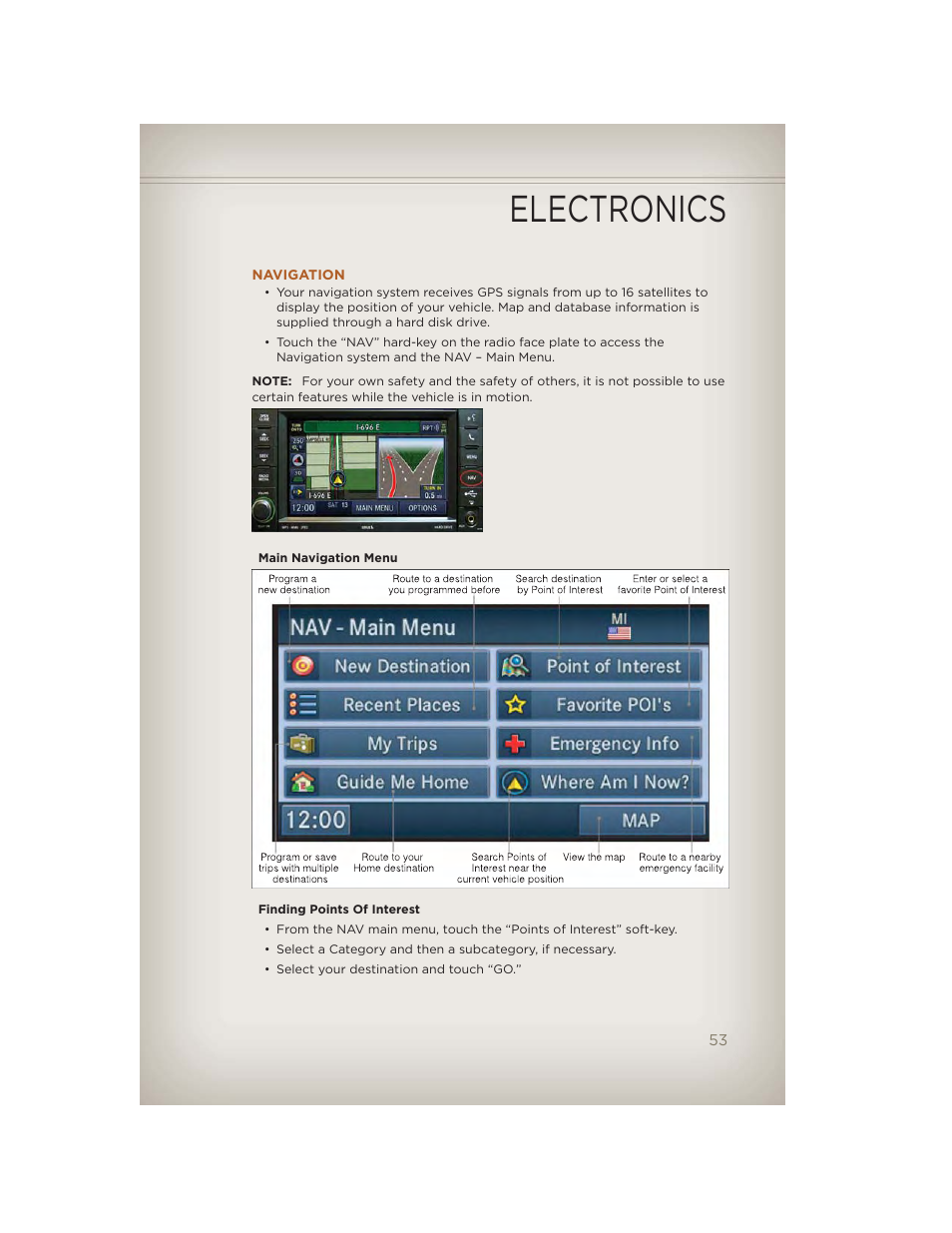 Navigation, Electronics | Jeep 2012 Liberty - User Guide User Manual | Page 55 / 124