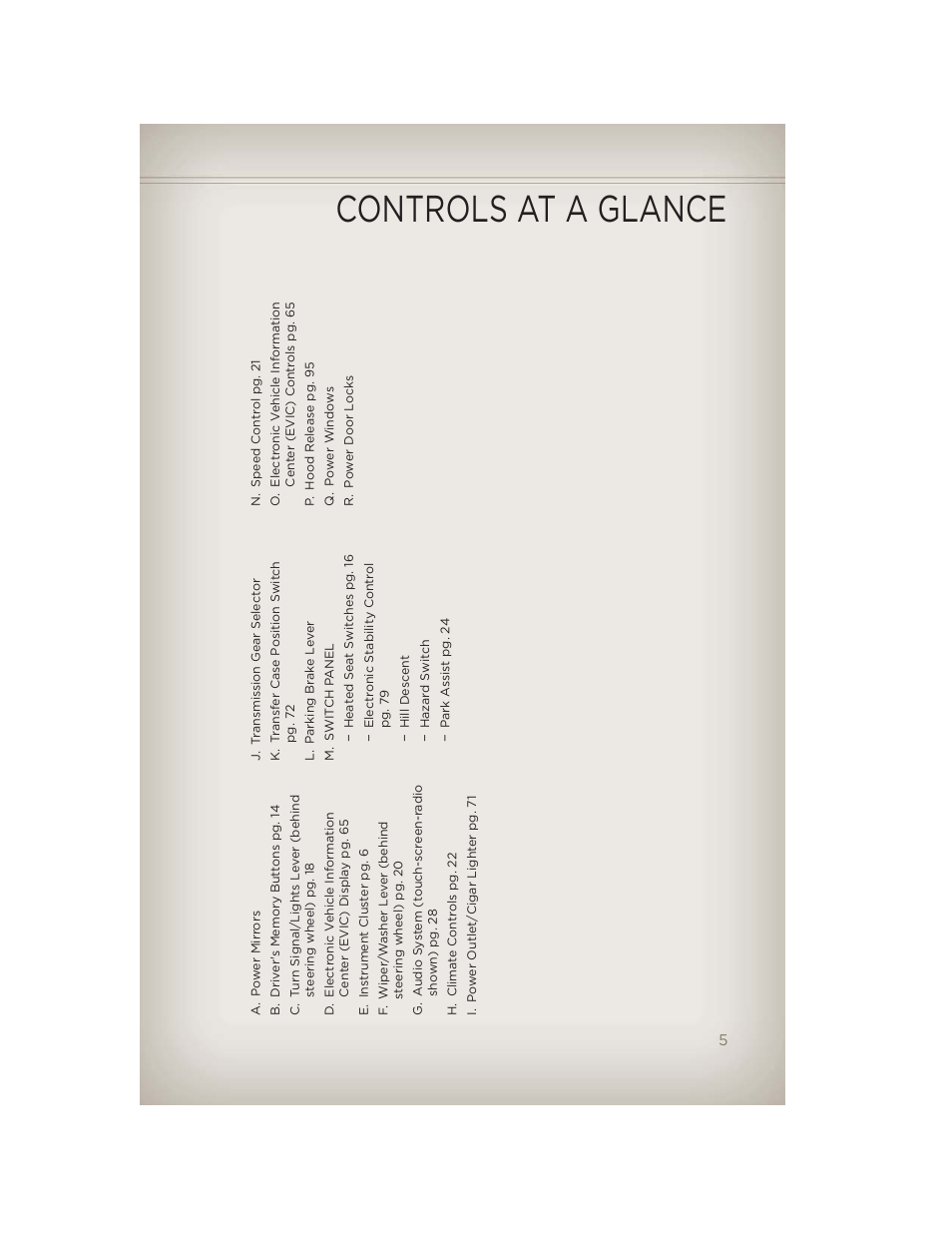 Controls at a glance | Jeep 2012 Liberty - User Guide User Manual | Page 7 / 124