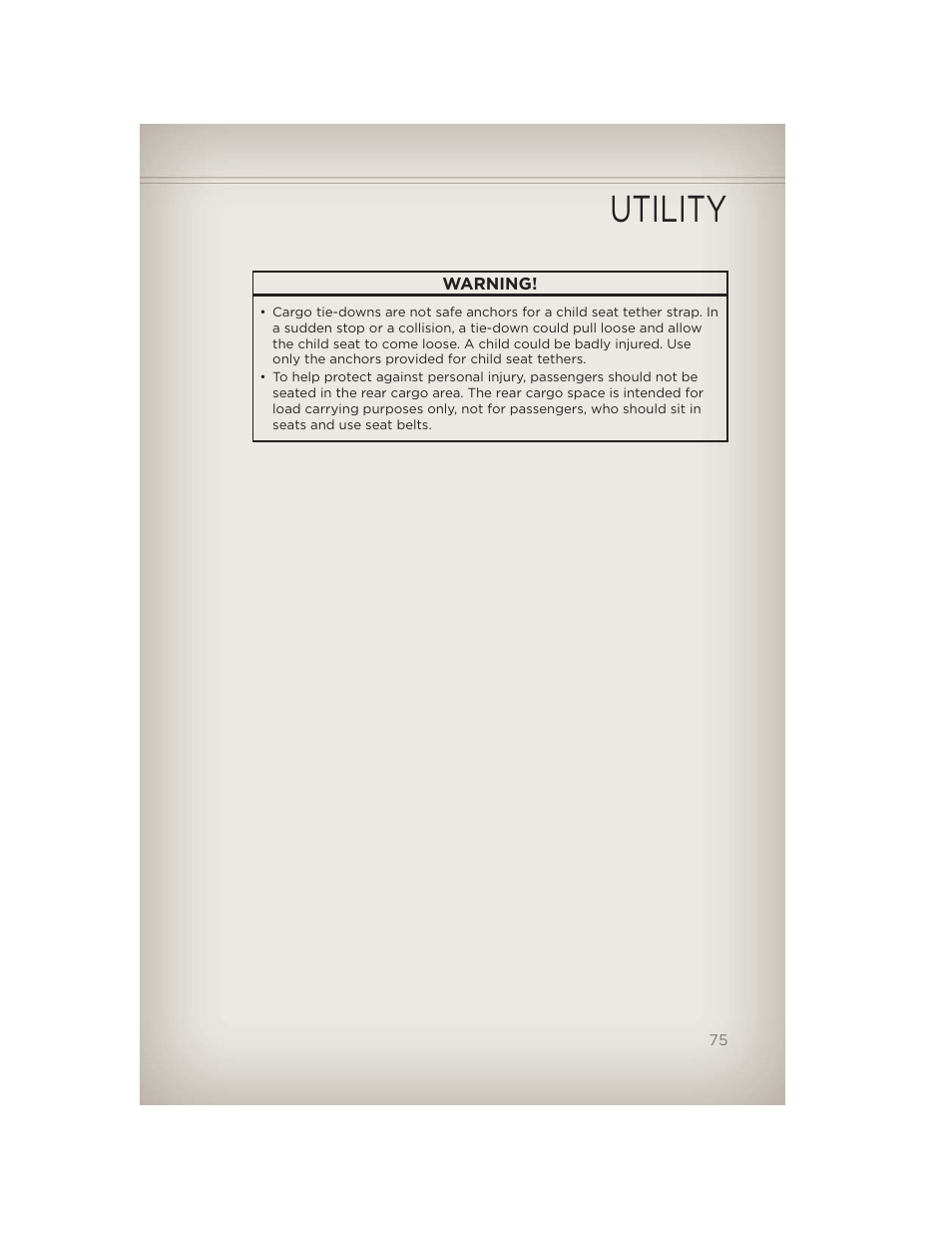 Utility | Jeep 2012 Liberty - User Guide User Manual | Page 77 / 124