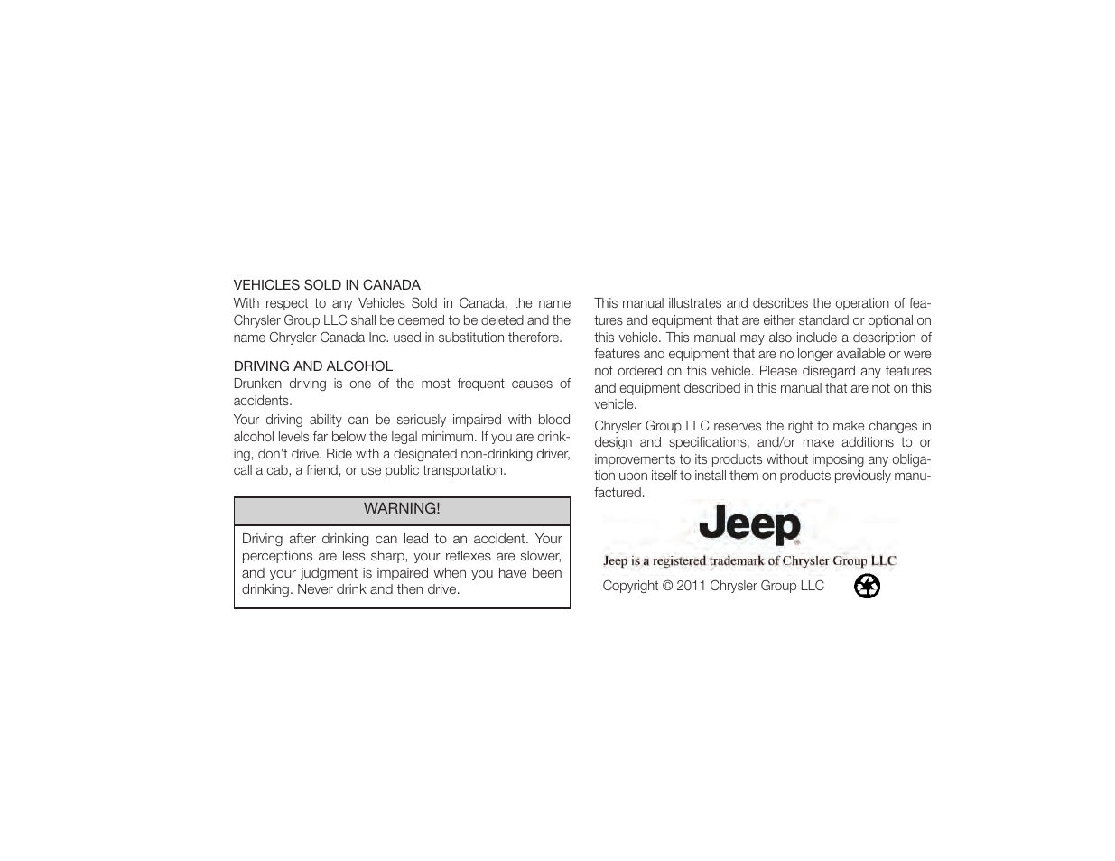 Jeep 2012 Patriot - Owner Manual User Manual | Page 2 / 505