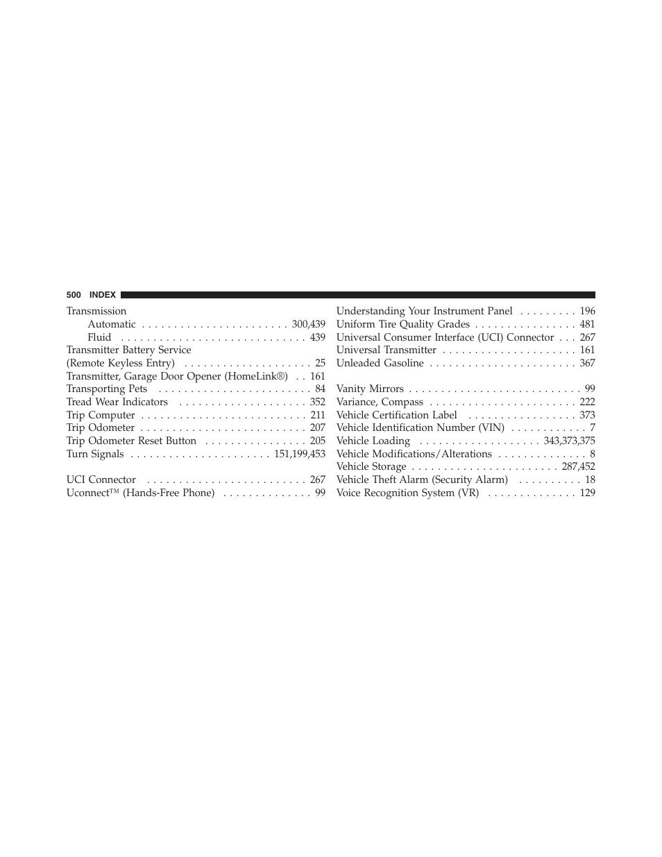 Jeep 2012 Patriot - Owner Manual User Manual | Page 502 / 505