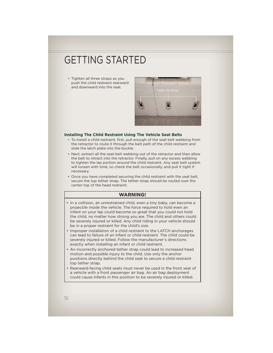 Getting started | Jeep 2012 Patriot - User Guide User Manual | Page 14 / 108