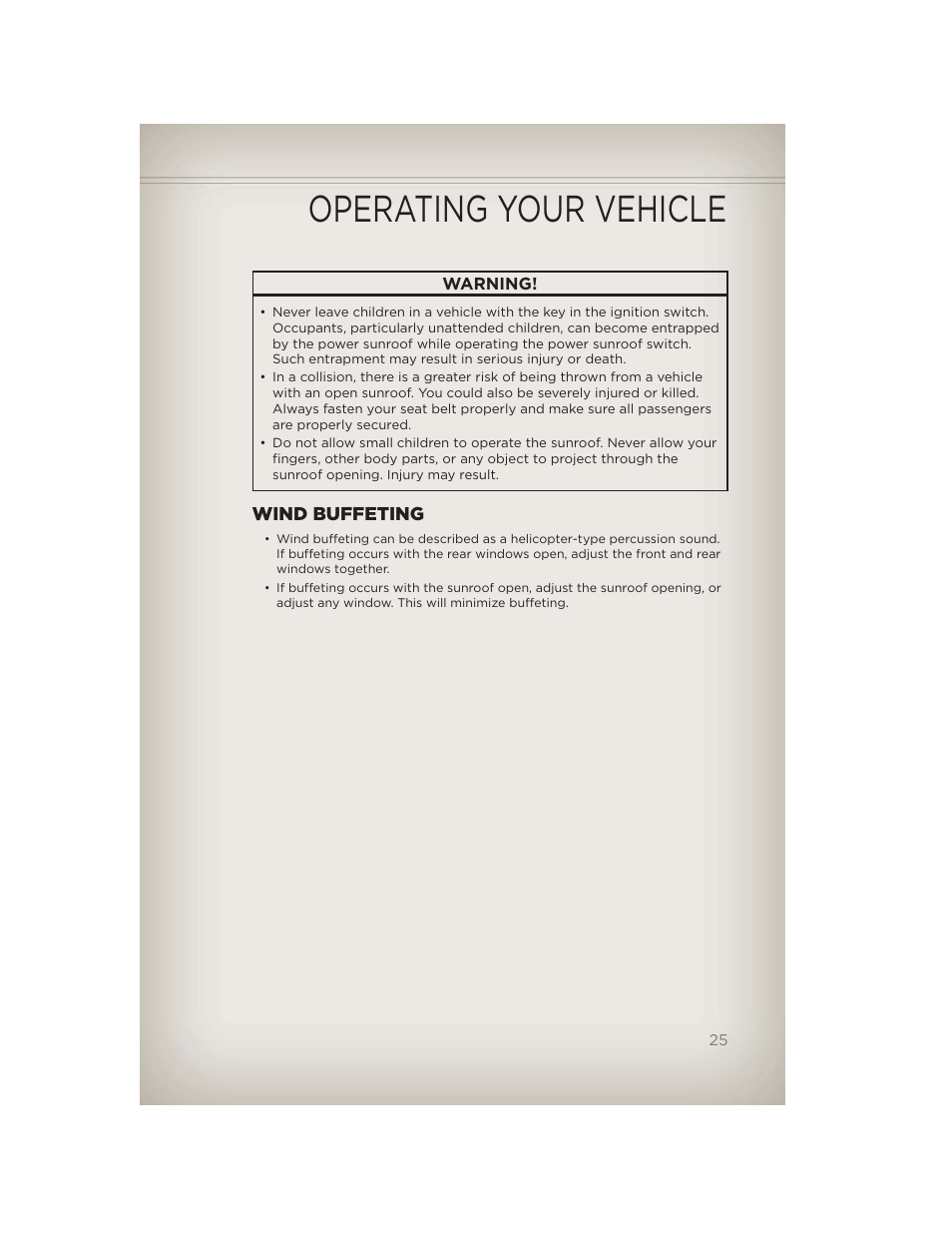Wind buffeting, Operating your vehicle | Jeep 2012 Patriot - User Guide User Manual | Page 27 / 108