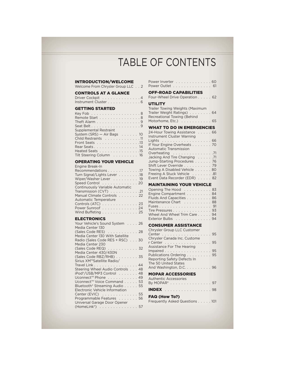 Jeep 2012 Patriot - User Guide User Manual | Page 3 / 108