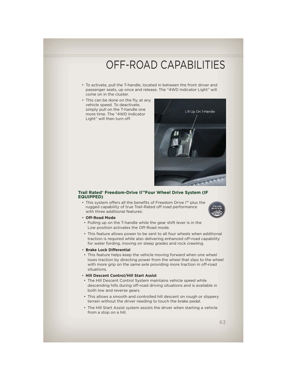 Off-road capabilities | Jeep 2012 Patriot - User Guide User Manual | Page 65 / 108