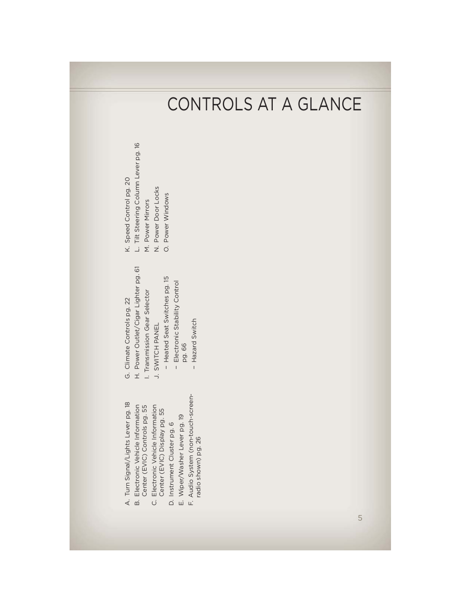 Controls at a glance | Jeep 2012 Patriot - User Guide User Manual | Page 7 / 108