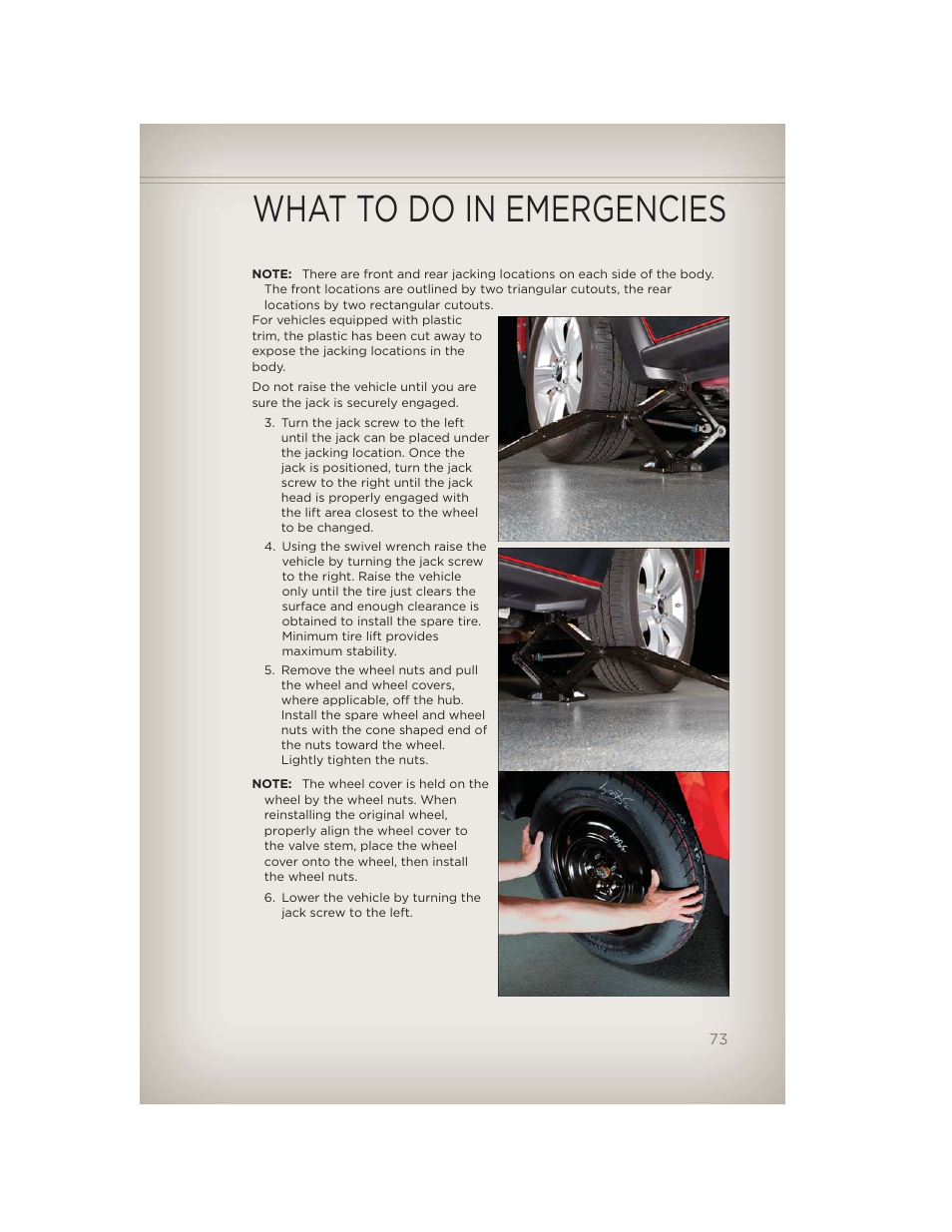 What to do in emergencies | Jeep 2012 Patriot - User Guide User Manual | Page 75 / 108
