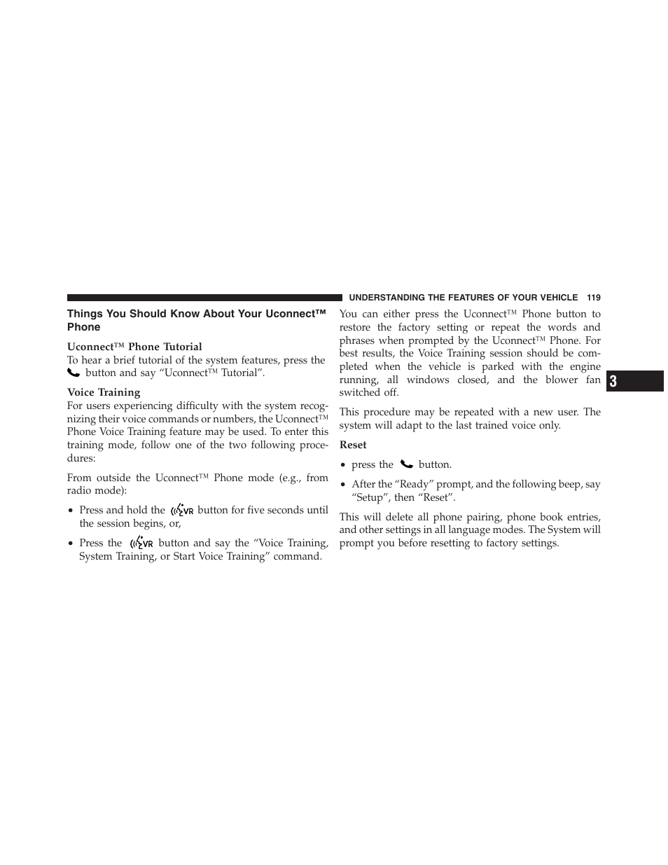 Things you should know about your uconnect™ phone, Things you should know about your, Uconnect™ phone | Jeep 2012 Wrangler Unlimited - Owner Manual User Manual | Page 121 / 613