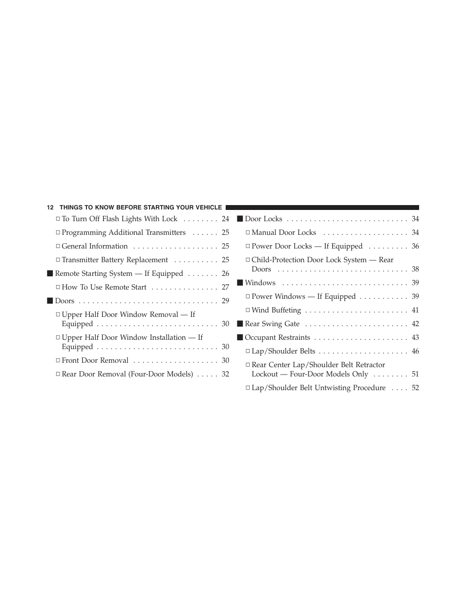 Jeep 2012 Wrangler Unlimited - Owner Manual User Manual | Page 14 / 613