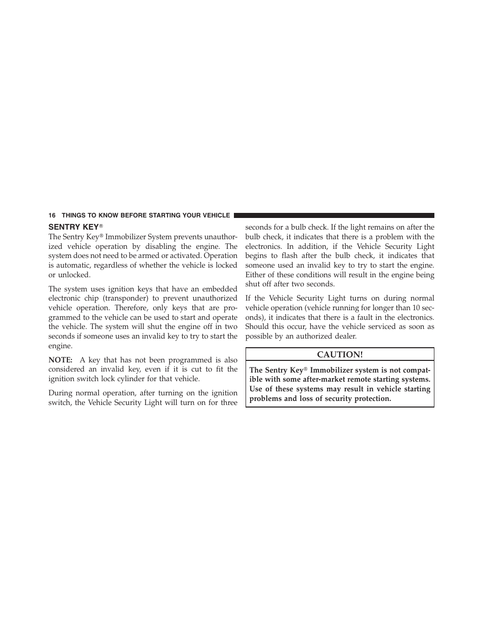 Sentry keyĥ, Sentry key | Jeep 2012 Wrangler Unlimited - Owner Manual User Manual | Page 18 / 613