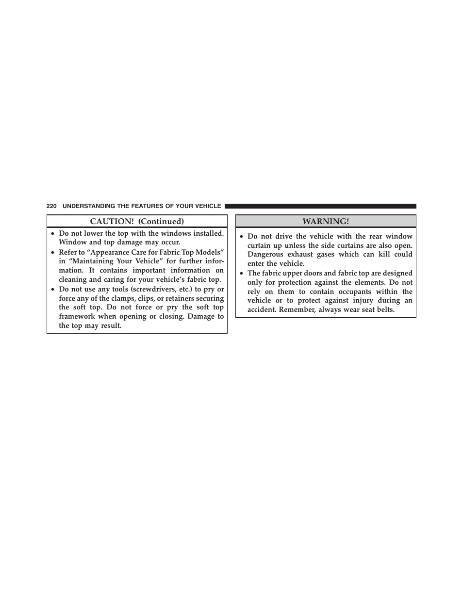 Jeep 2012 Wrangler Unlimited - Owner Manual User Manual | Page 222 / 613