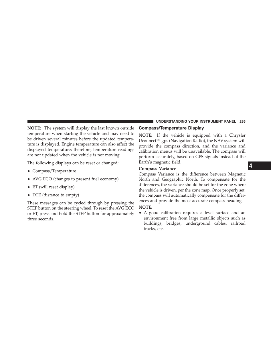 Compass/temperature display | Jeep 2012 Wrangler Unlimited - Owner Manual User Manual | Page 287 / 613