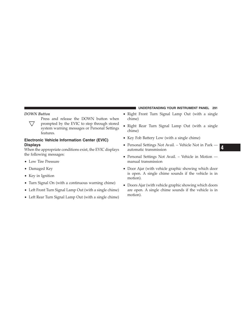 Electronic vehicle information center (evic), Displays | Jeep 2012 Wrangler Unlimited - Owner Manual User Manual | Page 293 / 613