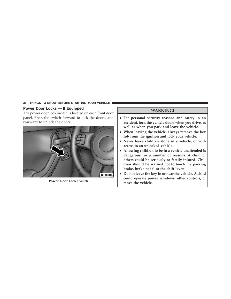 Power door locks — if equipped | Jeep 2012 Wrangler Unlimited - Owner Manual User Manual | Page 38 / 613