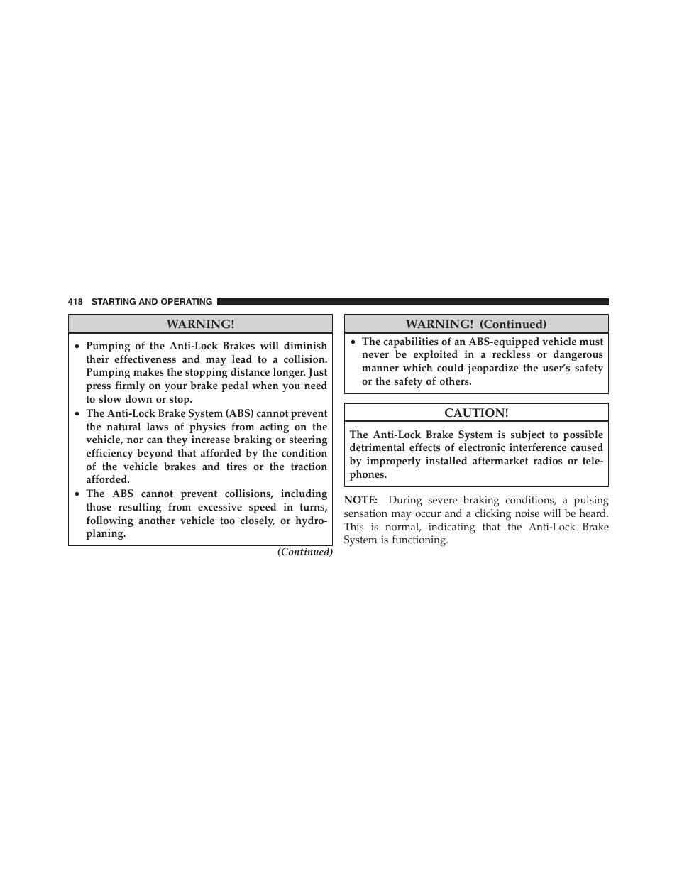 Jeep 2012 Wrangler Unlimited - Owner Manual User Manual | Page 420 / 613